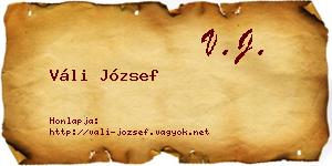 Váli József névjegykártya